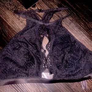 Victoria’s Secret Large Halter Lace Black Bralette Lingerie Bra